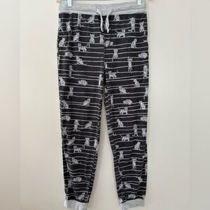 Top Drawer Cat Pajama Pants Black and Gray Medium